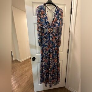 NWT GIANNI BINI JULLIAN BLUE FLORAL MAXI DRESS SZ 12